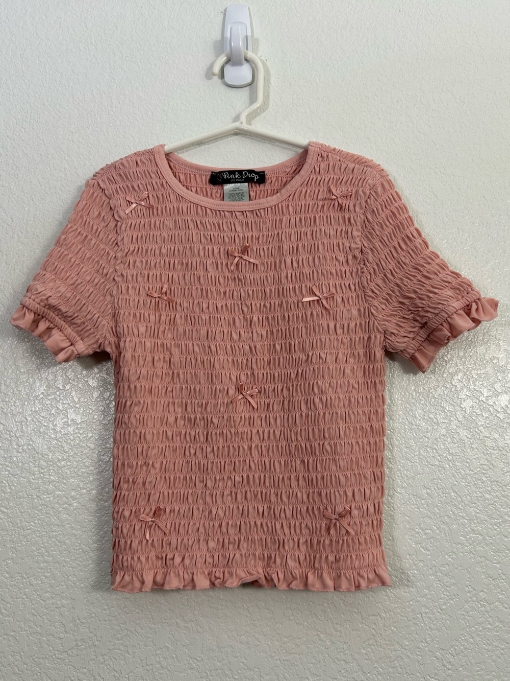 Pink Drop Smocked Bow Top Feminine Coquette Balletcore